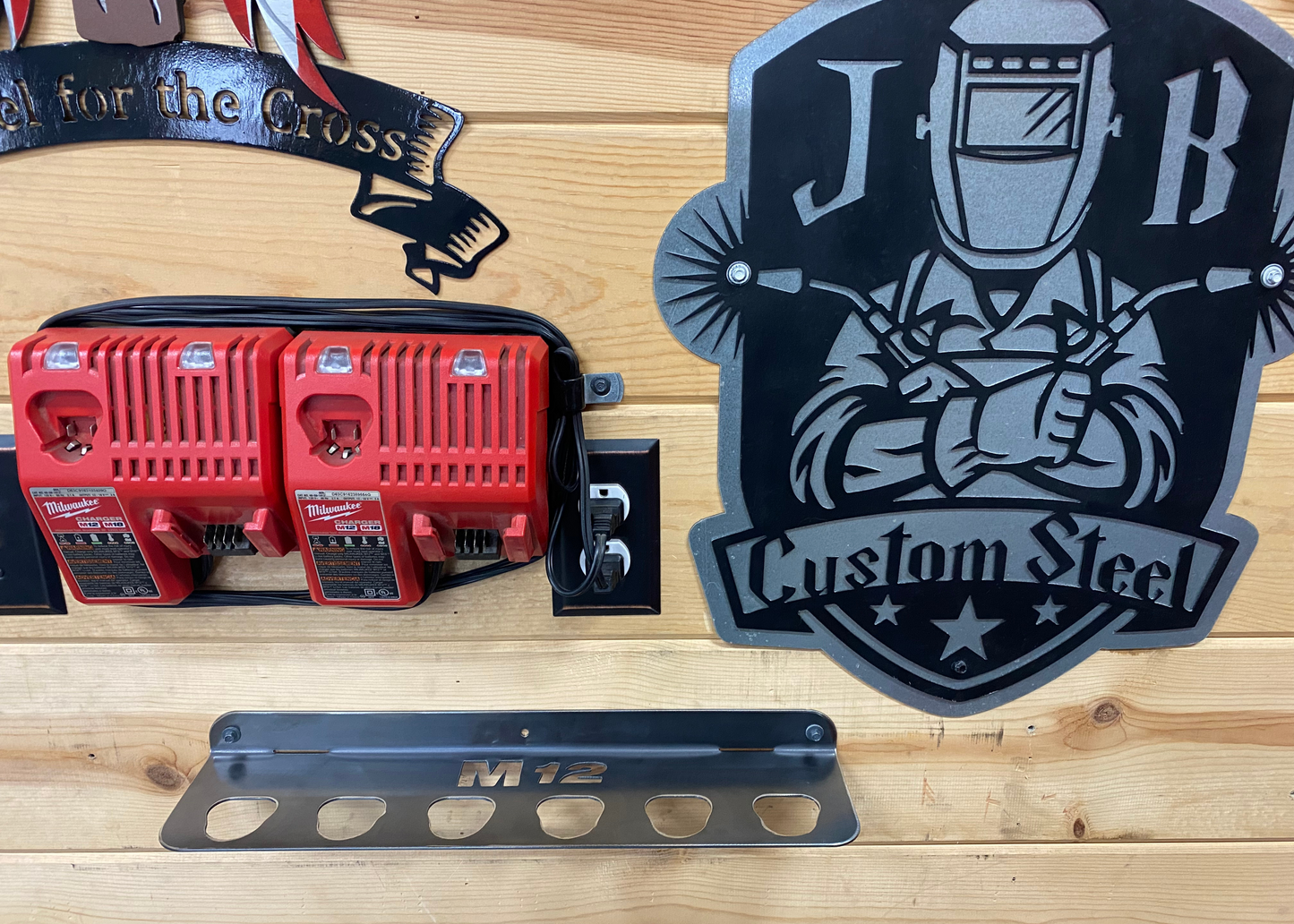 Milwaukee M12 - 6 Battery Holder Charging Station JB Custom Steel