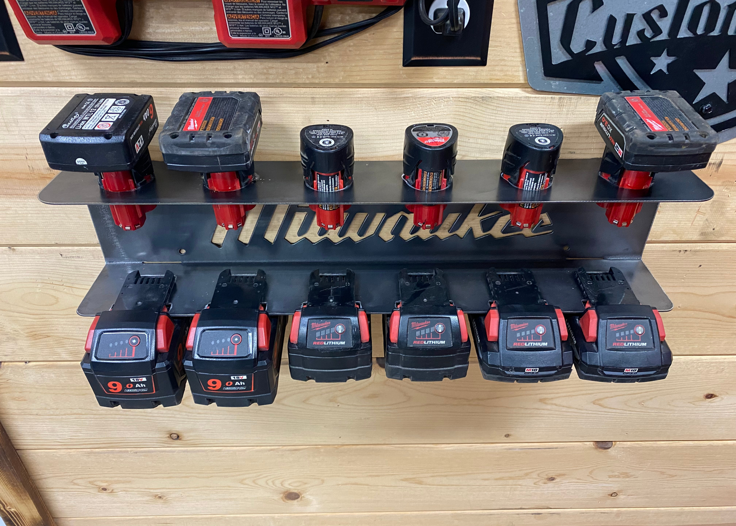 Milwaukee M18 M12 - 12 Battery Holder Charging Station JB Custom Steel
