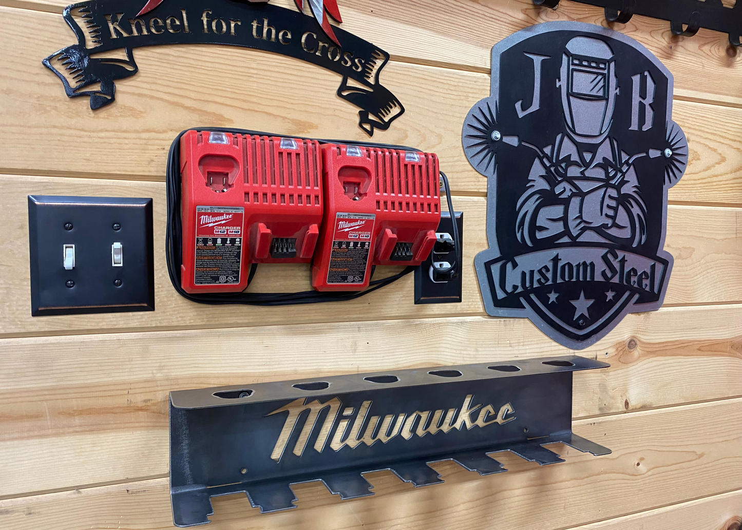 Milwaukee M18 M12 - 12 Battery Holder Charging Station JB Custom Steel