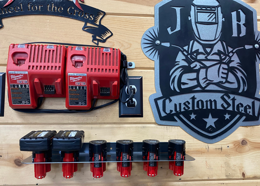 Milwaukee M12 - 6 Battery Holder Charging Station JB Custom Steel