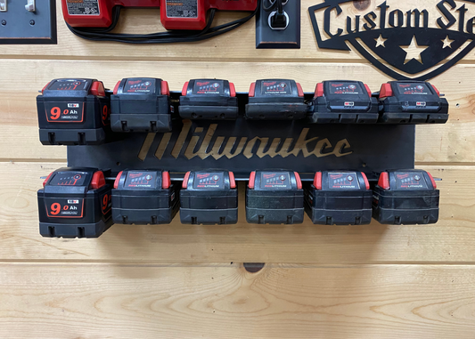 Milwaukee M18 - 12 Battery Holder Charging Station JB Custom Steel